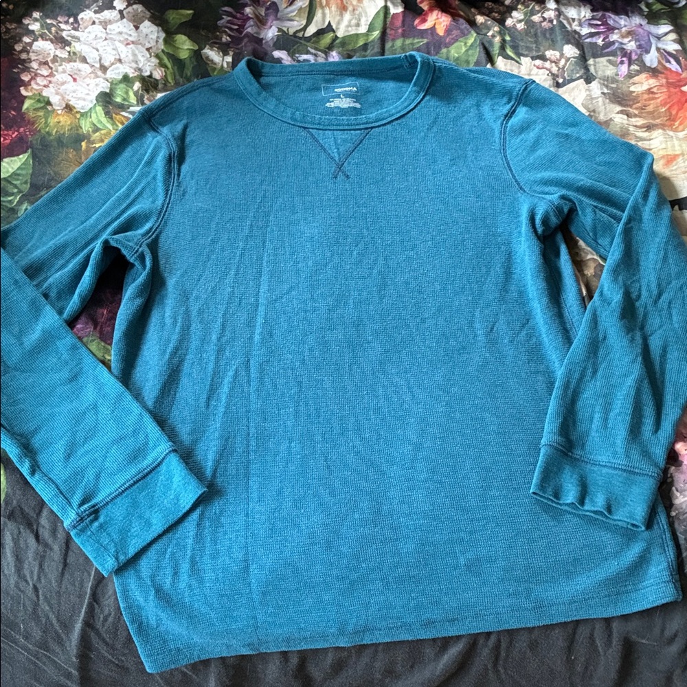 Sonoma Teal Blue Long-Sleeve Waffle Thermal Shirt